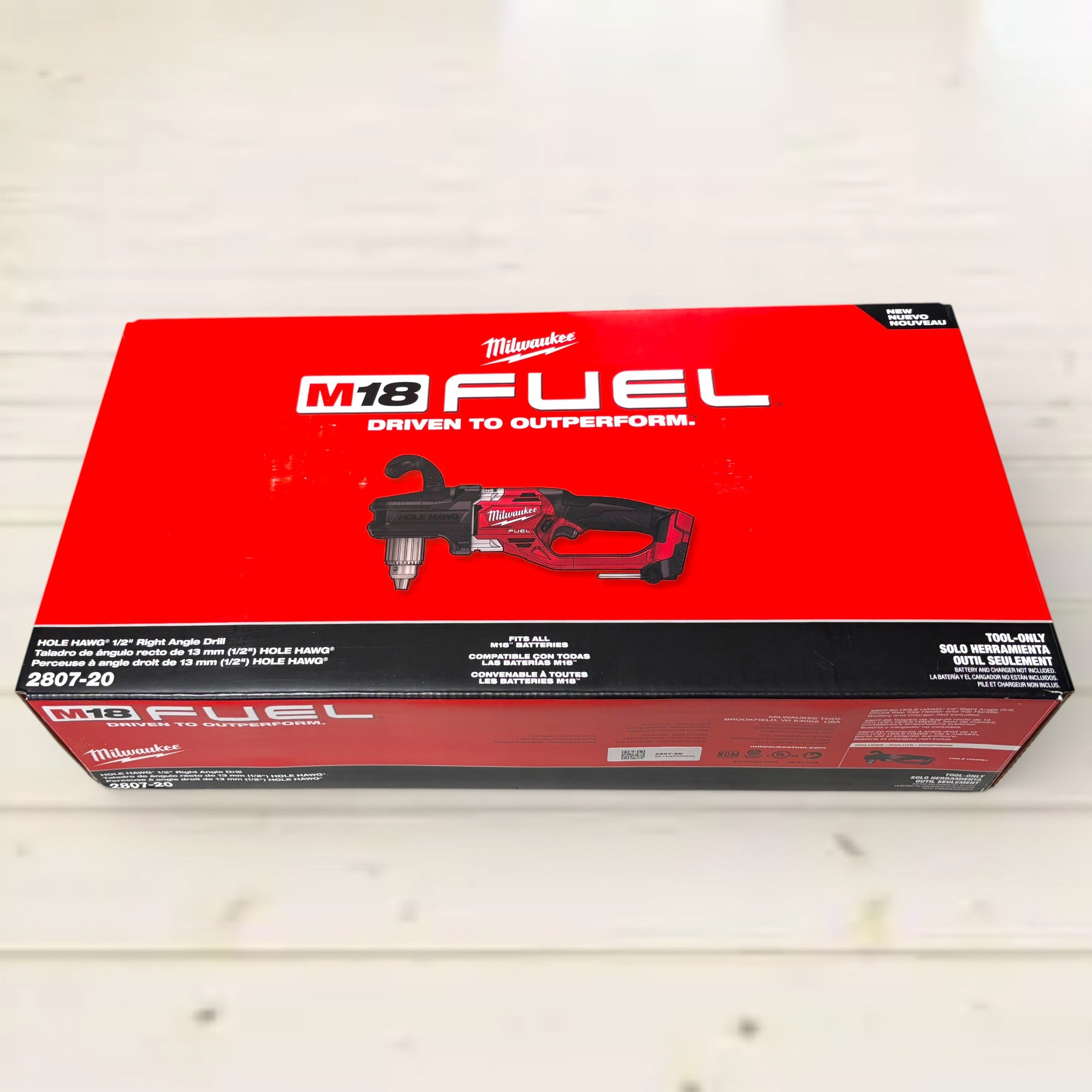 Milwaukee (2807-20) M18 FUEL GEN II 18V Lithium-Ion Brushless Cordless 1/2 in. Hole Hawg Right Angle Drill (Tool-Only)