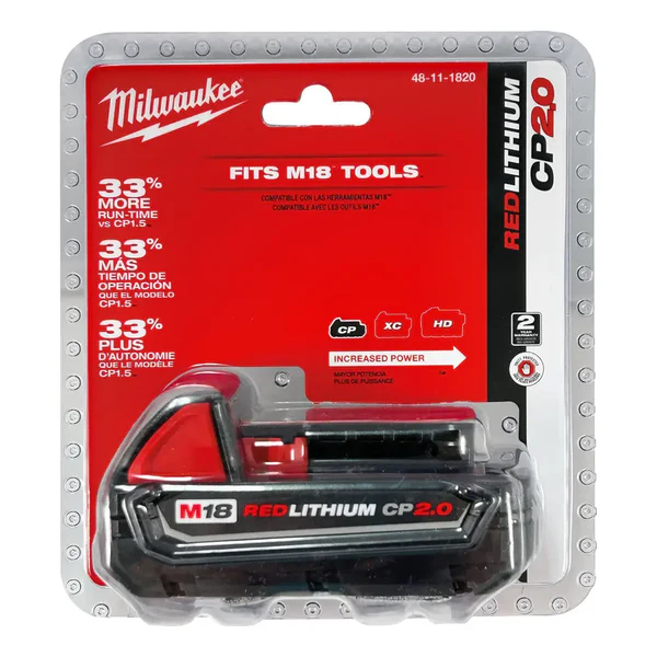 Milwaukee (48-11-1820) M18 18-Volt 2.0 Ah Lithium-Ion Compact Battery