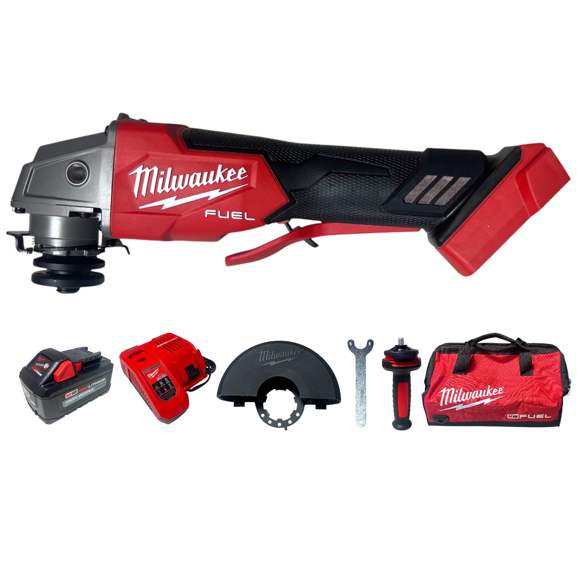 Milwaukee (2880-22)  M18 FUEL 18V Lithium-Ion Brushless Cordless 4-1/2 in./5 in. Grinder, Paddle Switch Kit with Two 6.0 Ah Batteries