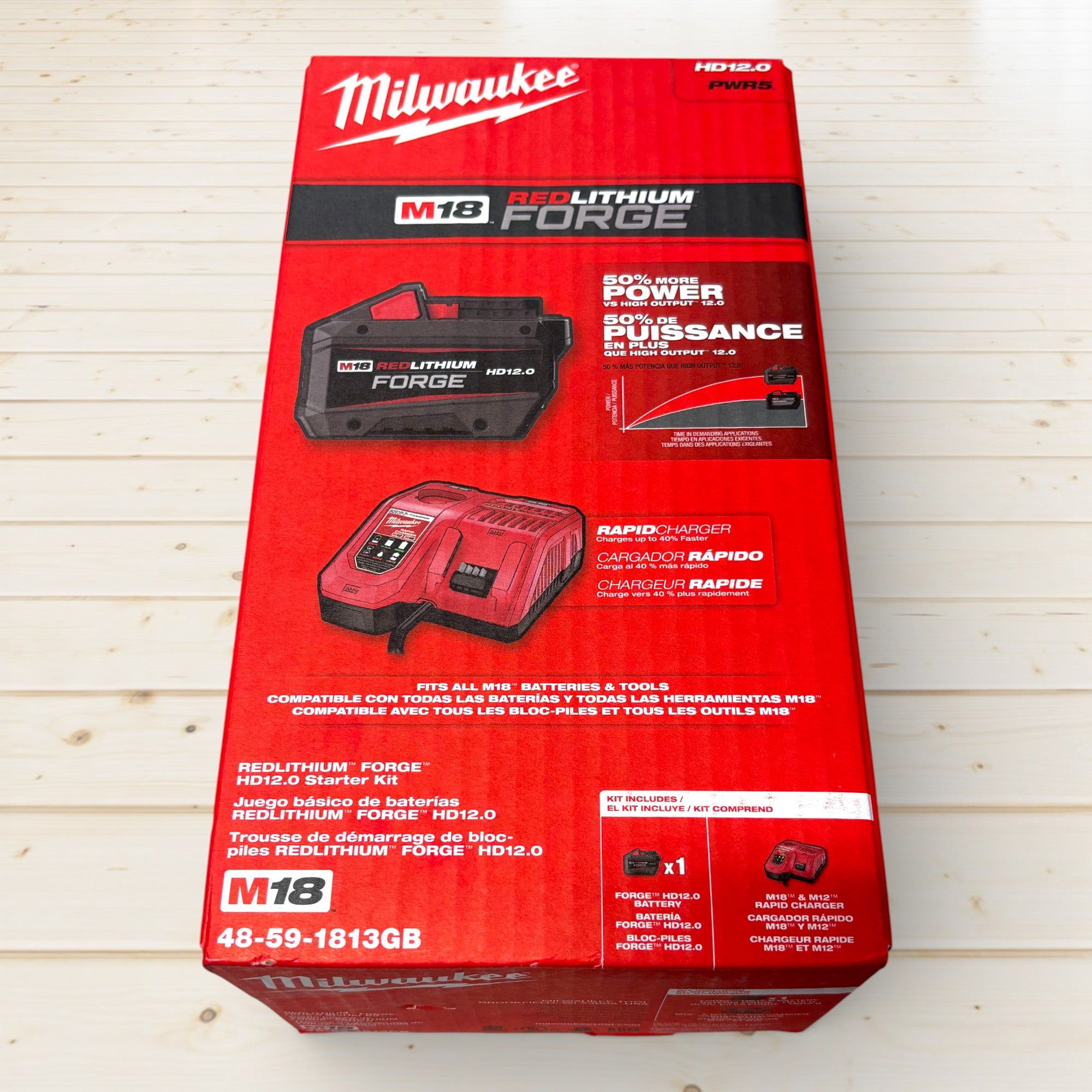 Milwaukee (48-59-1813GB)  M18 18-Volt Lithium-Ion REDLITHIUM FORGE Starter Kit with 12. 0Ah Battery and Charger