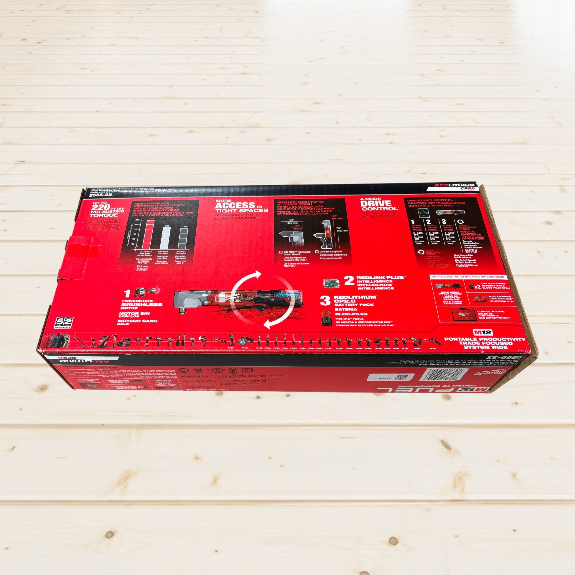 Milwaukee (2565-22)  M12 FUEL 12V Lithium-Ion Brushless Cordless 1/2 in. Right Angle Impact Wrench Kit with Two 2.0 Ah Batteries