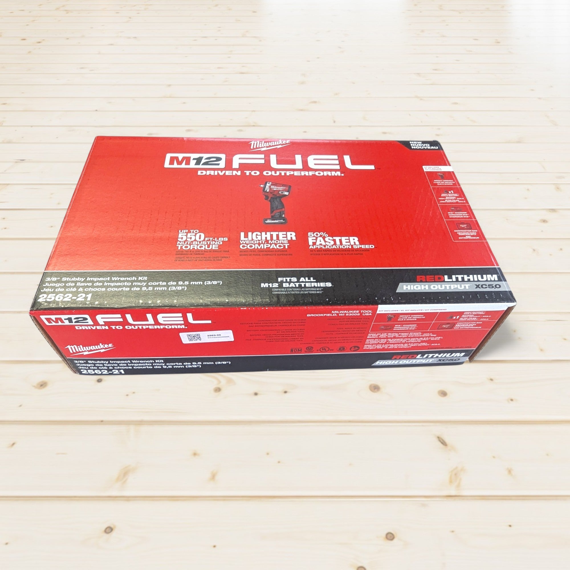 Milwaukee (2562-21)  M12 FUEL 12V Li-Ion Brushless Cordless Stubby 3/8 in. Impact Wrench Kit w/(1) 5.0 Ah High Output Battery