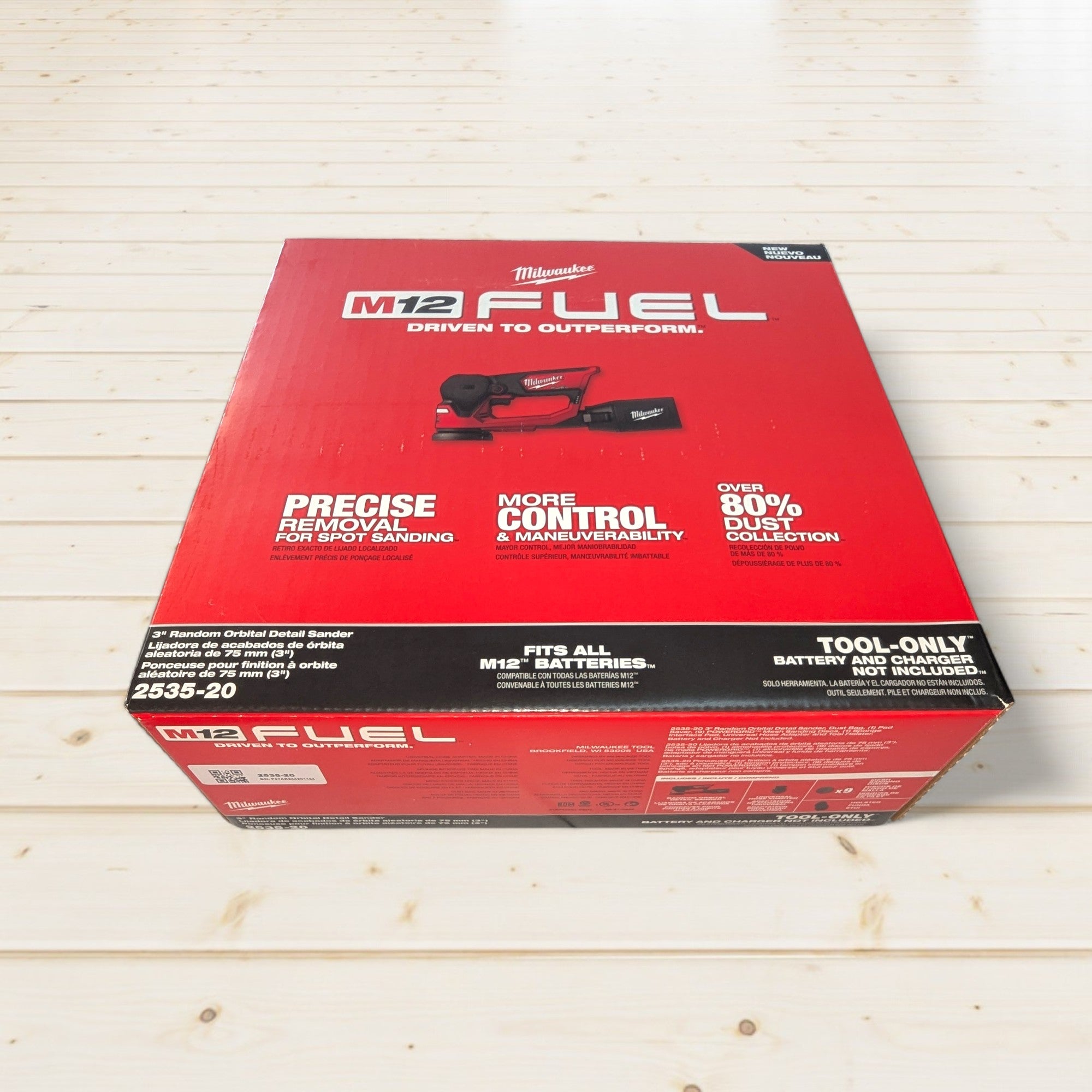 Milwaukee (2535-20) M12 FUEL 12V Lithium-Ion Brushless Cordless 3 in. Random Orbital Detail Sander