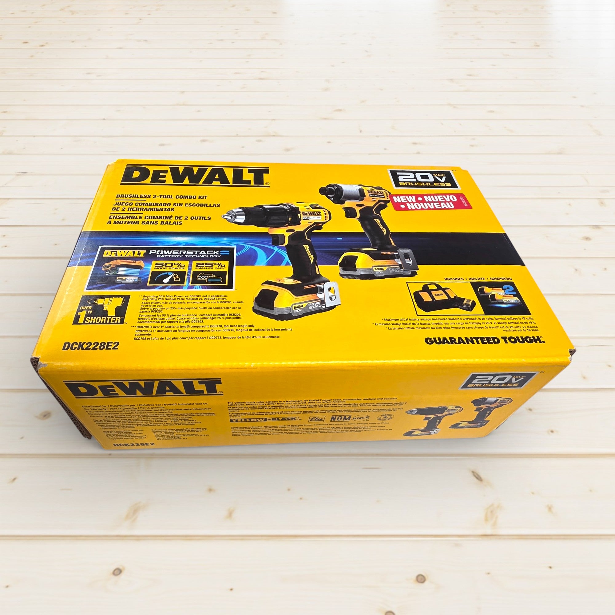 DEWALT (DCK228E2)  20V MAX Lithium-Ion 2-Tool Cordless Brushless Combo Kit with (2) Powerstack 1. 7Ah Batteries and Charger