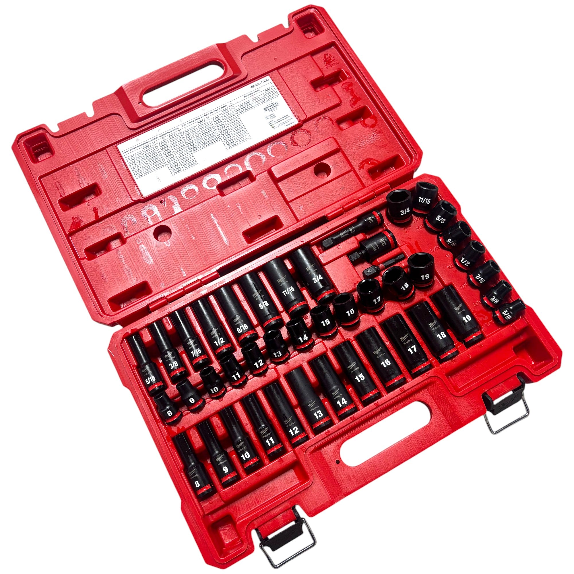 Milwaukee (49-66-7009)  SHOCKWAVE 3/8 in. Drive SAE and Metric 6 Point Impact Socket Set (43-Piece)