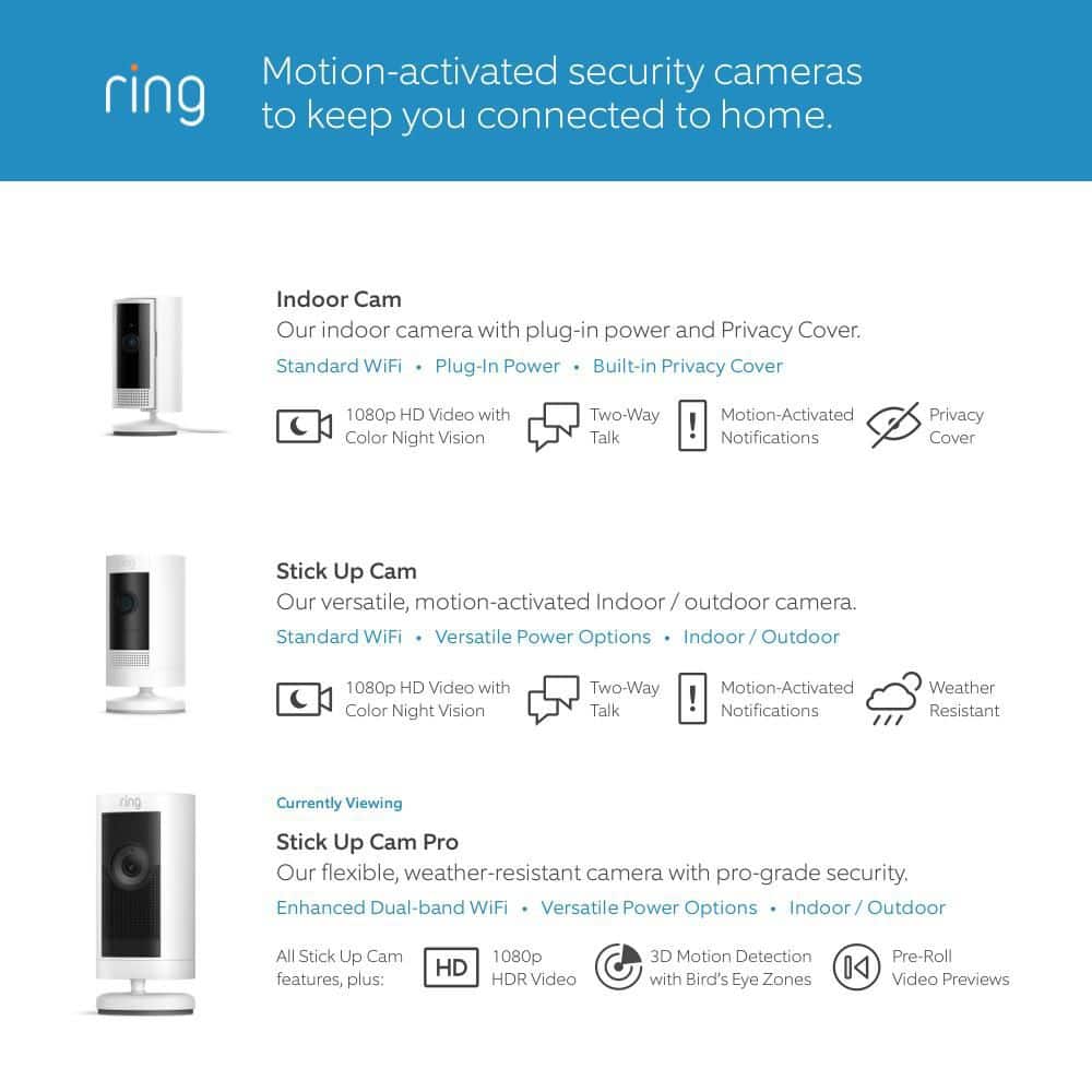 Ring (B09CK8PB8M) Stick Up Cam Pro Battery - Indoor/Outdoor Smart Security Camera with 3D Motion Detection, HDR, Color Night Vision, Black