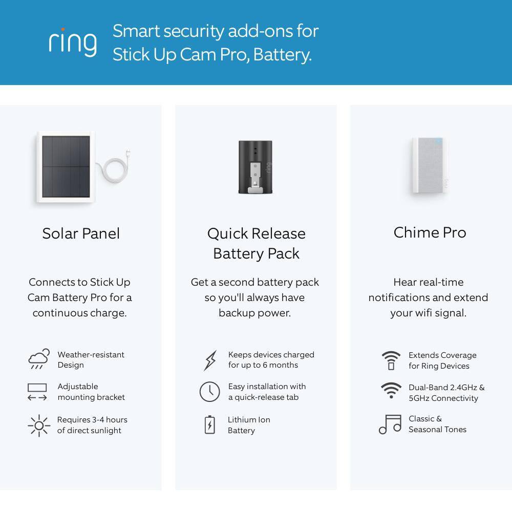 Ring (B09CK8PB8M)  Stick Up Cam Pro Battery - Indoor/Outdoor Smart Security Camera with 3D Motion Detection, HDR, Color Night Vision, Black