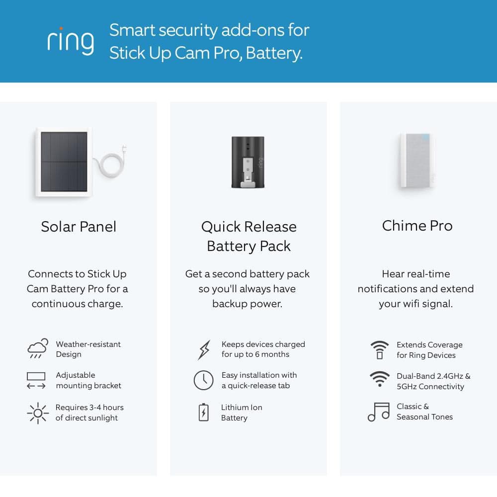 Ring (B09CK8PB8M) Stick Up Cam Pro Battery - Indoor/Outdoor Smart Security Camera with 3D Motion Detection, HDR, Color Night Vision, Black