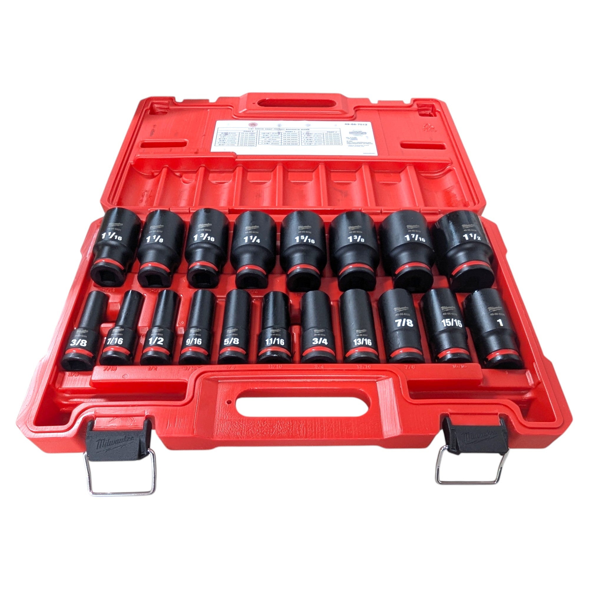 Milwaukee (49-66-7012) SHOCKWAVE 1/2 in. Drive SAE 6 Point Impact Socket Set (19-Piece)