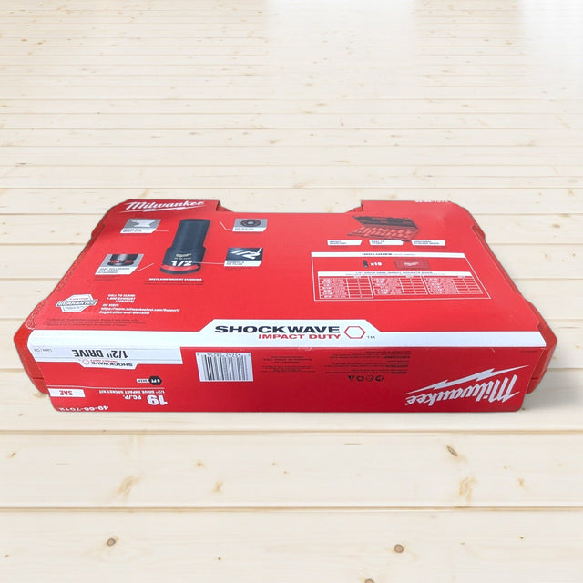 Milwaukee (49-66-7012) SHOCKWAVE 1/2 in. Drive SAE 6 Point Impact Socket Set (19-Piece)