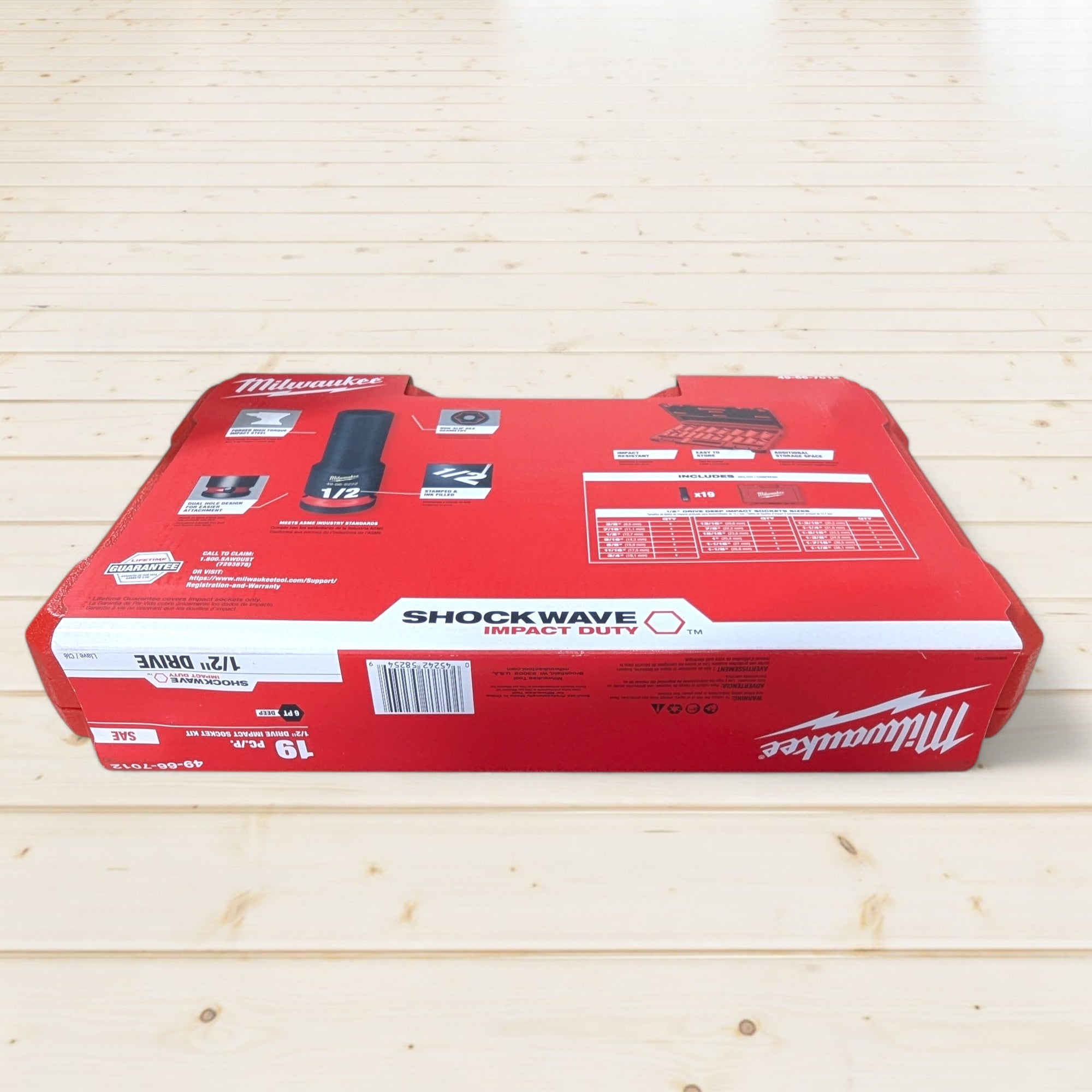 Milwaukee (49-66-7012)  SHOCKWAVE 1/2 in. Drive SAE 6 Point Impact Socket Set (19-Piece)