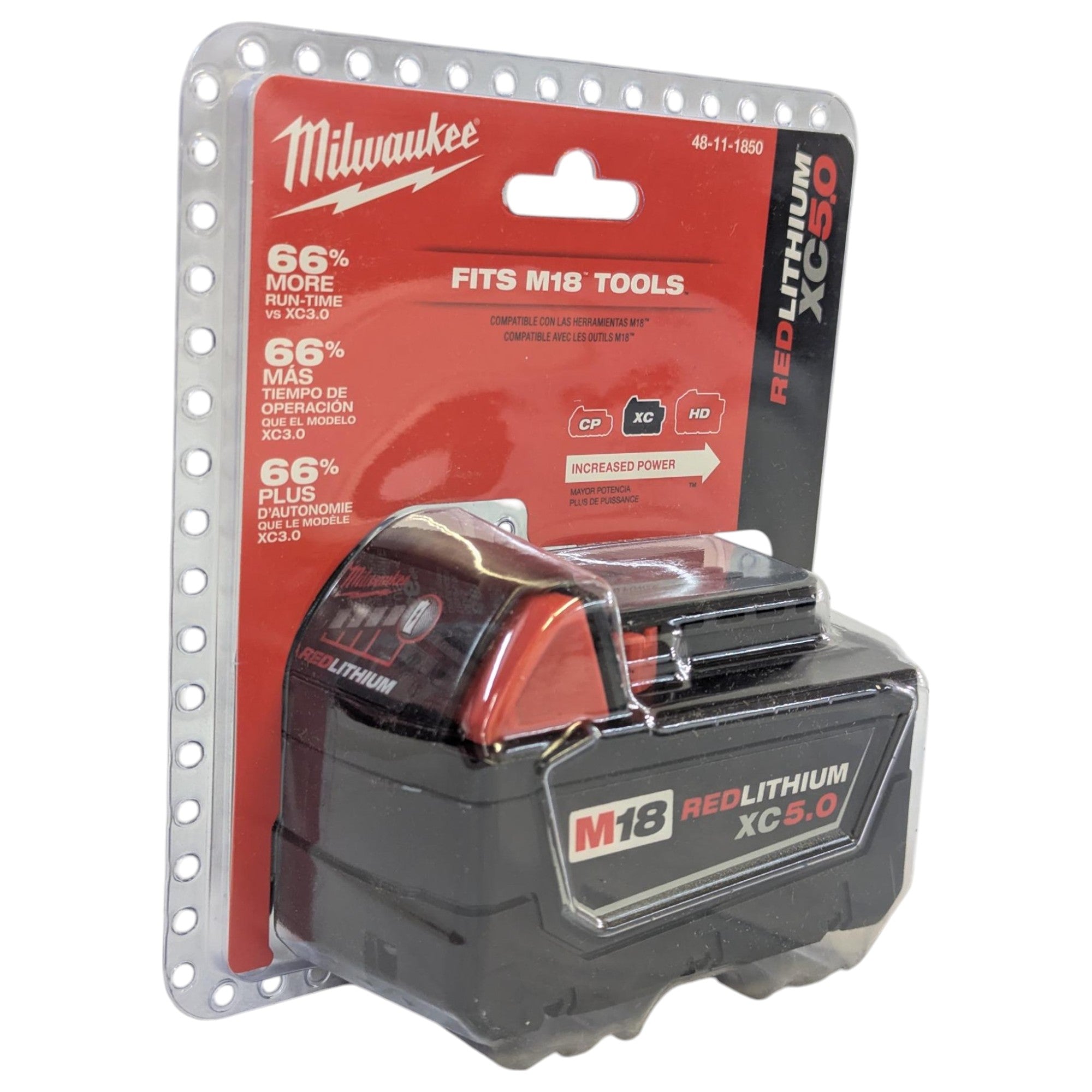 Milwaukee (48-11-1850) M18 18-Volt 5.0 Ah Lithium-Ion XC Extended Capacity Battery Pack