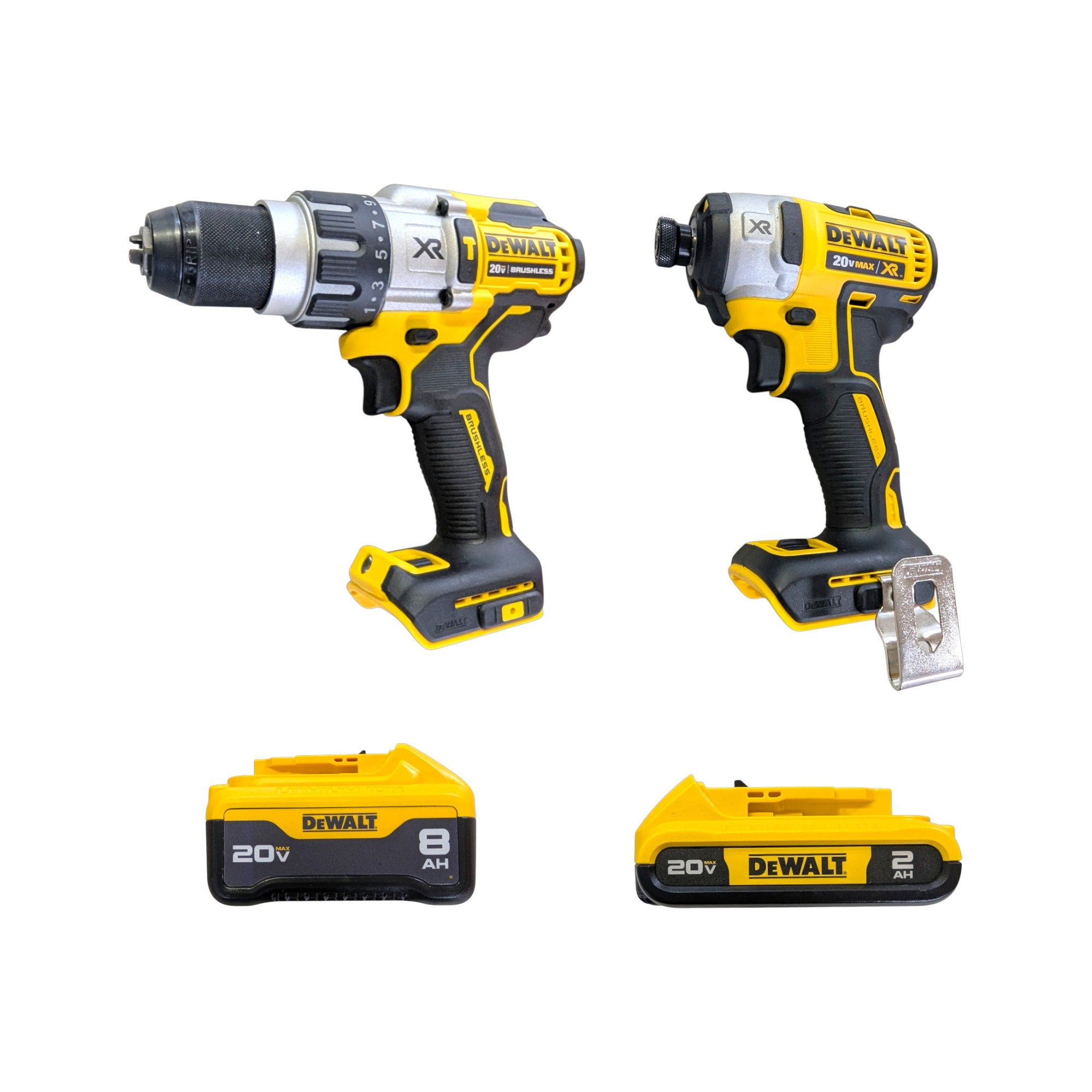 Dewalt (DCK299D1W1) 20V MAX XR Lithium-Ion Cordless 2-Tool Combo Kit with 1/2" POWER DETECT Hammer Drill + 1/4" Impact Driver + 8Ah and 2Ah Batteries