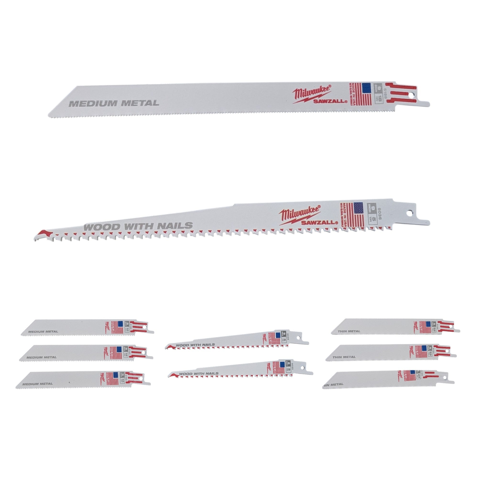 Milwaukee (49-22-1110) SAWZALL Wood and Metal Cutting Bi-Metal Reciprocating Saw Blade Set (10-Piece)