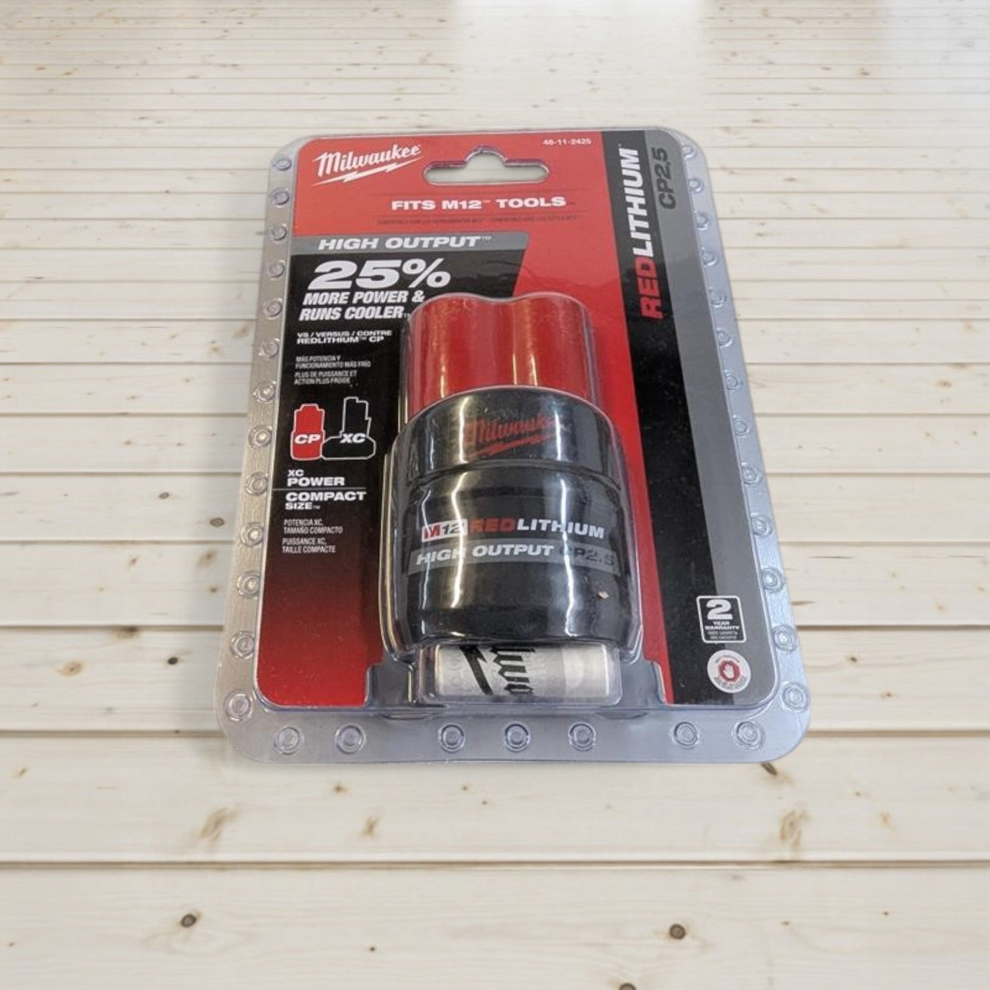 Milwaukee (48-11-2425) M12 12V Lithium-Ion CP High Output 2.5 Ah Battery Pack
