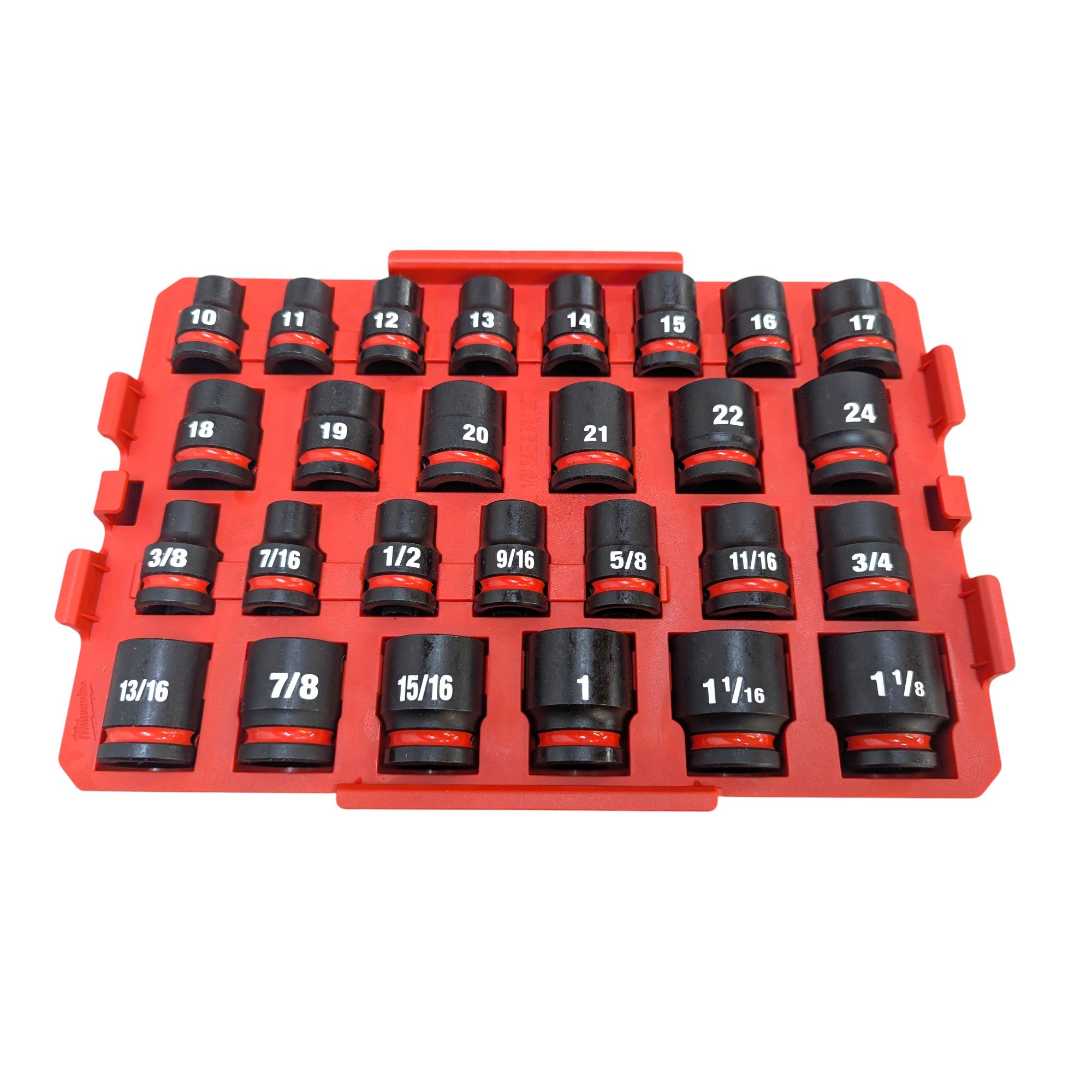 Milwaukee (49-66-6804)  SHOCKWAVE Impact-Duty 1/2 in. Drive Metric and SAE Standard Impact PACKOUT Socket Set (27-Piece)