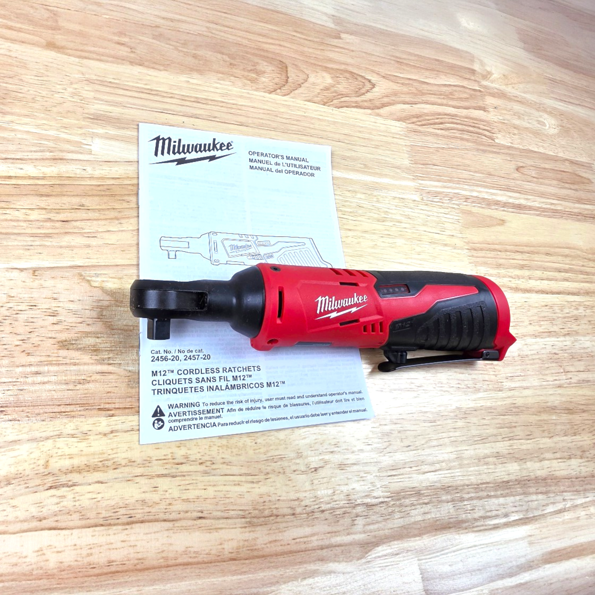 Milwaukee (2457-20) M12 12V Lithium-Ion Cordless 3/8 in. Ratchet - genuine, brand new in secure, non-retail packaging