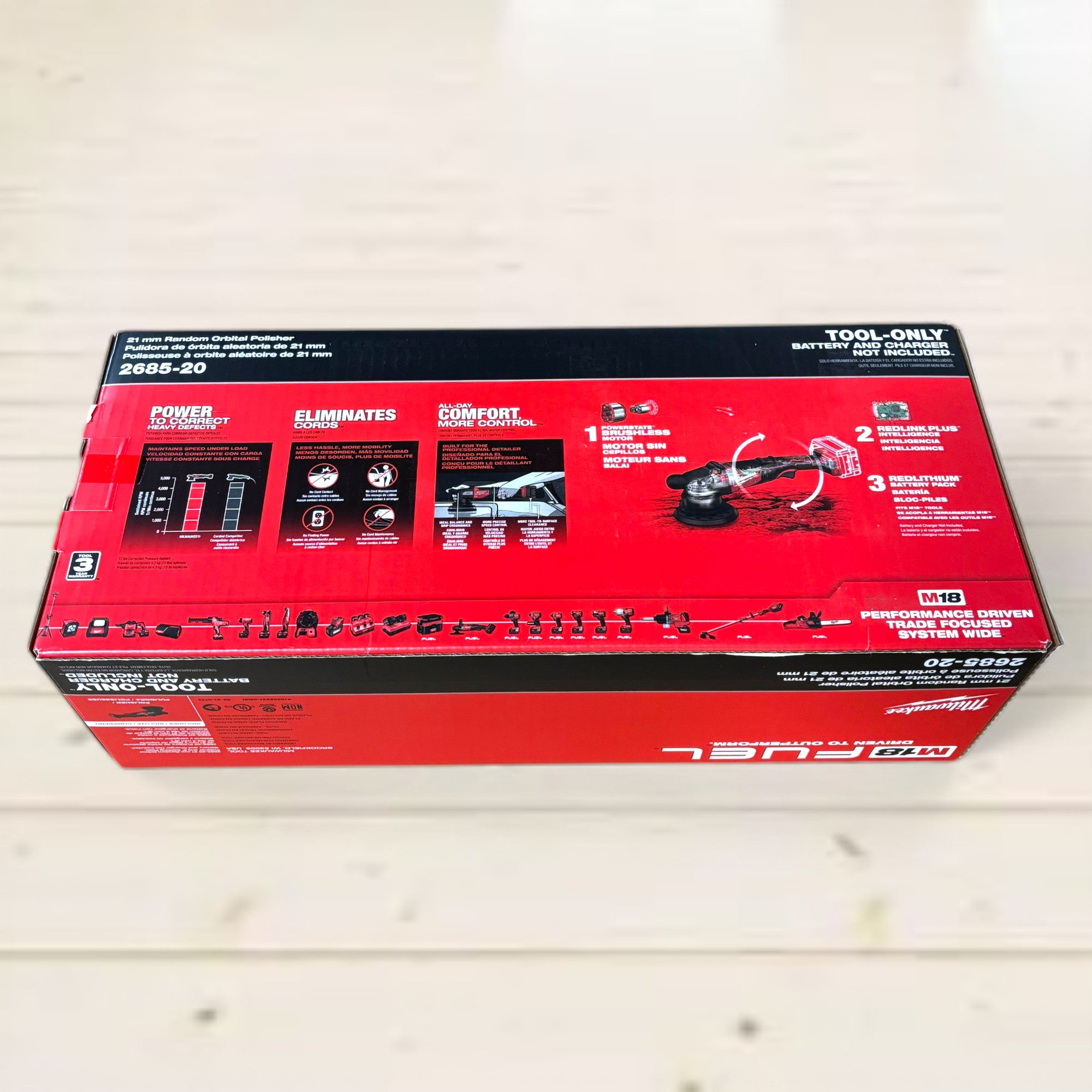 Milwaukee (2685-20)  M18 FUEL18V Lithium-Ion Brushless Cordless 21MM DA Polisher (Tool-Only)