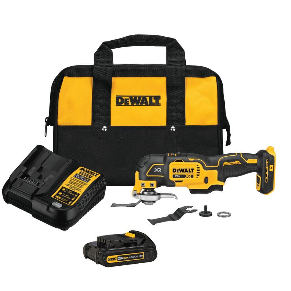 DEWALT (DCS356C1) 20V MAX XR Cordless Brushless 3-Speed Oscillating Multi Tool with (1) 20V 1.5Ah Battery and Charger
