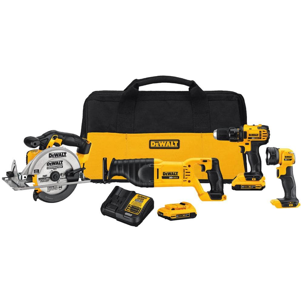DEWALT (DCK423D2) 20V MAX Cordless 4 Tool Combo Kit with (2) 20V 2.0Ah Batteries and Charger