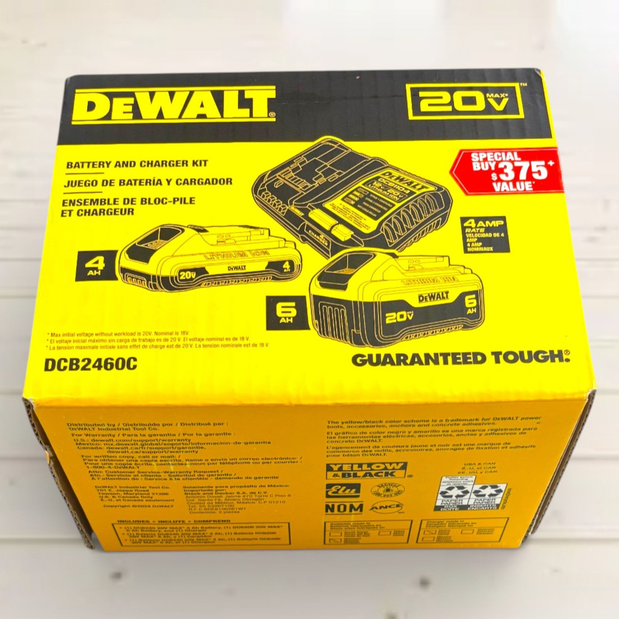 DEWALT (DCB2460C)  20V MAX Lithium-Ion 6.0Ah and 4.0Ah Battery and Charger Starter Kit