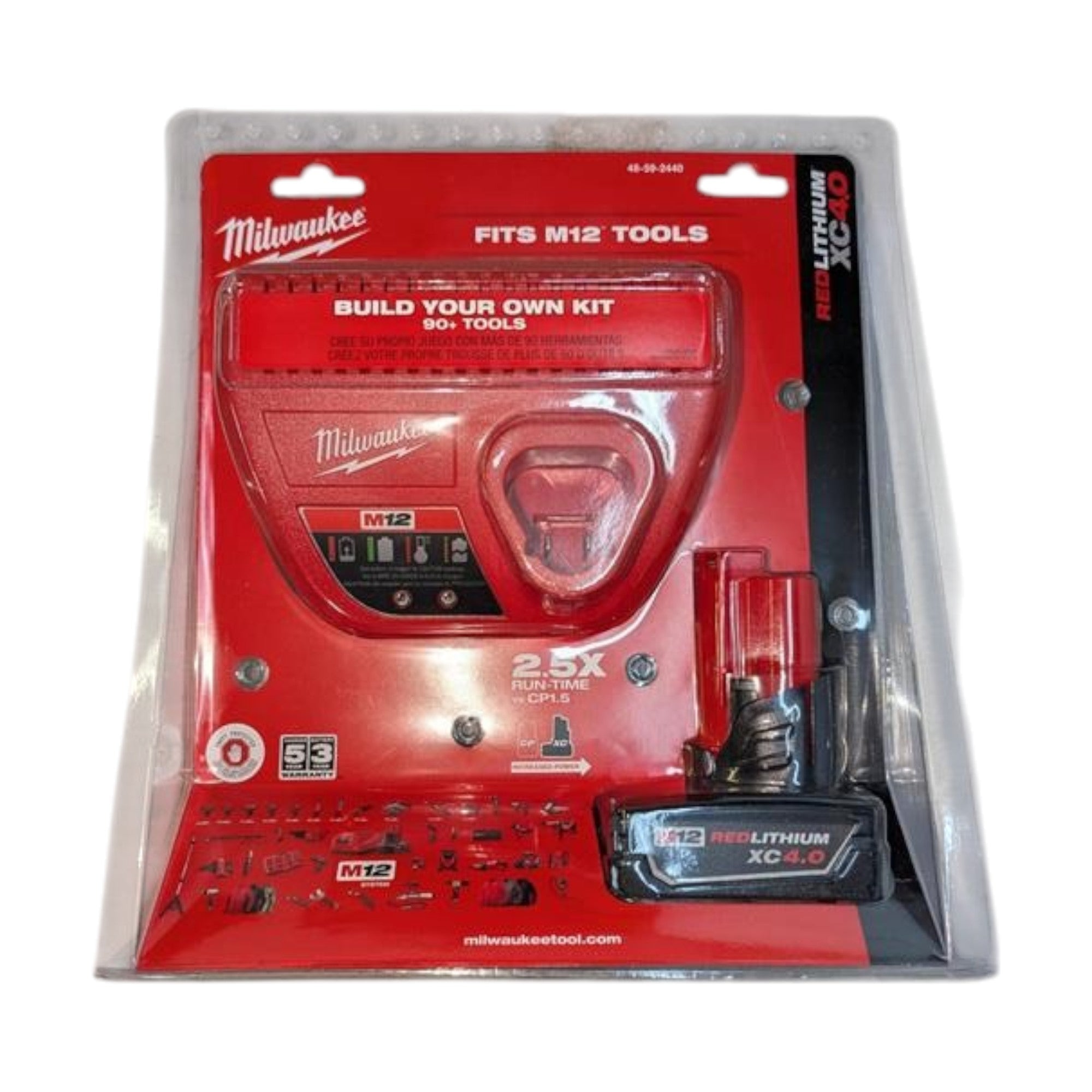 Milwaukee (48-59-2440) M12 12-Volt Lithium-Ion XC Battery Pack 4.0 Ah and Charger Starter Kit