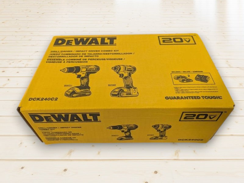 DEWALT (DCK240C2) 20V MAX Cordless Drill/Impact 2 Tool Combo Kit with (2) 20V 1.3Ah Batteries, Charger, and Bag
