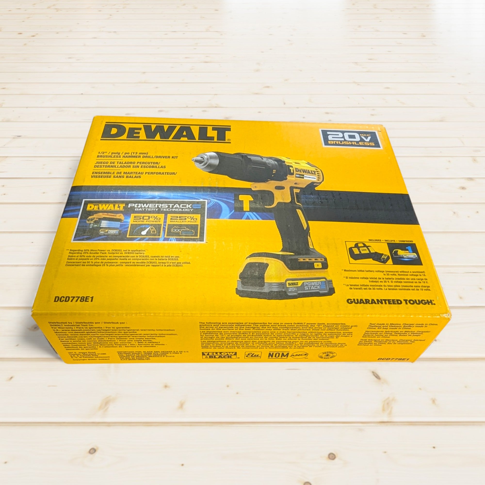 DeWalt (DCD778E1)  POWERSTACK 1/2-in 20-volt max 1.7 -Amp Variable Speed Brushless Cordless Hammer Drill 1 -Batteries