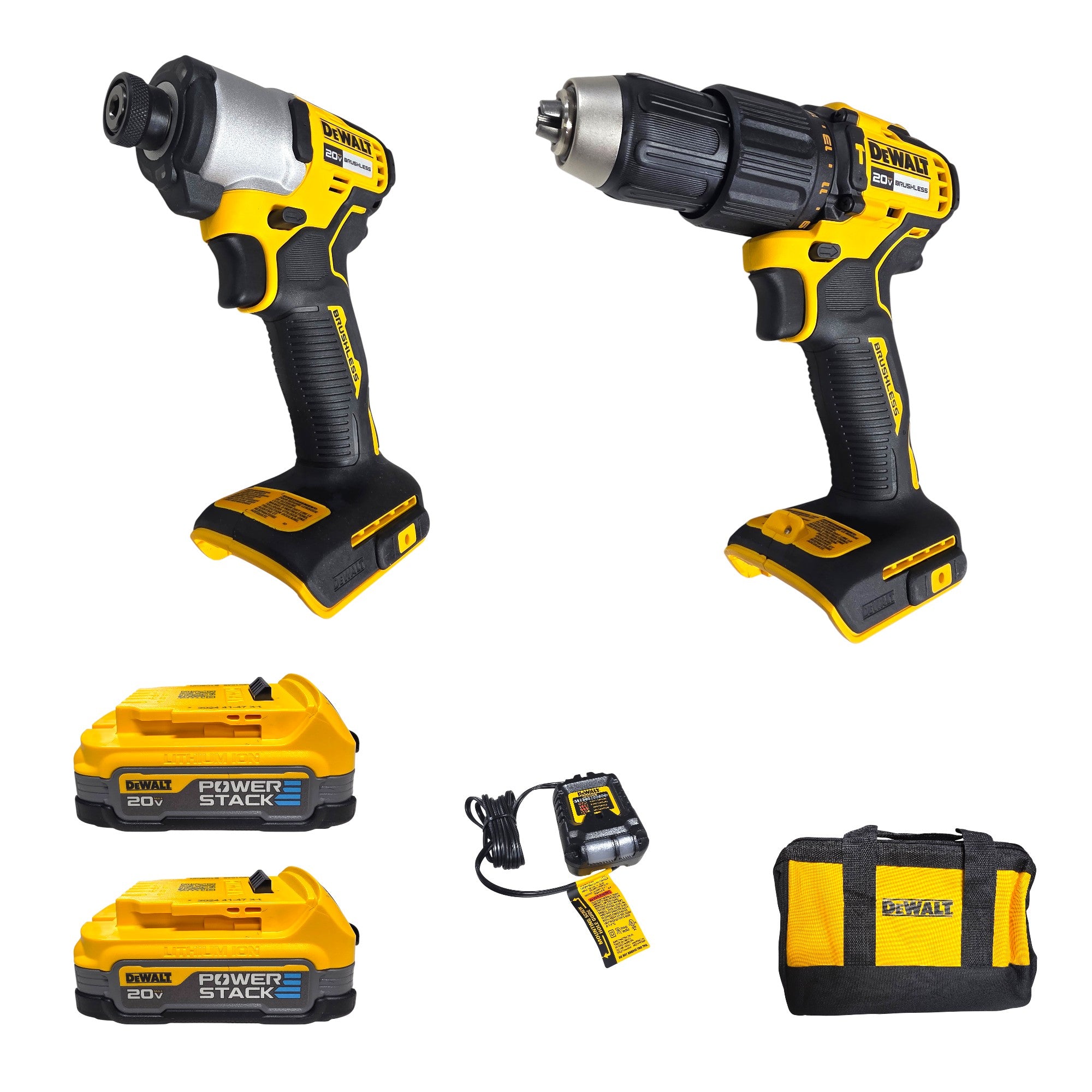 DEWALT (DCK228E2)  20V MAX Lithium-Ion 2-Tool Cordless Brushless Combo Kit with (2) Powerstack 1. 7Ah Batteries and Charger