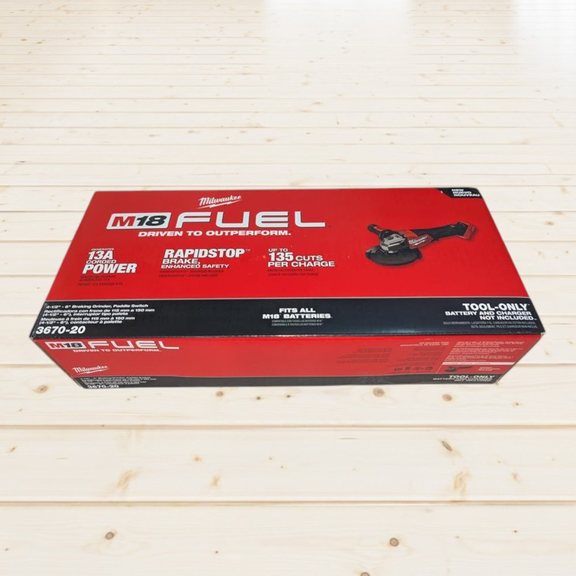 Milwaukee (3670-20)  M18 FUEL 18-Volt Lithium-Ion Brushless Cordless 4-1/2 in./6 in. Braking Grinder with Paddle Switch (Tool-Only)