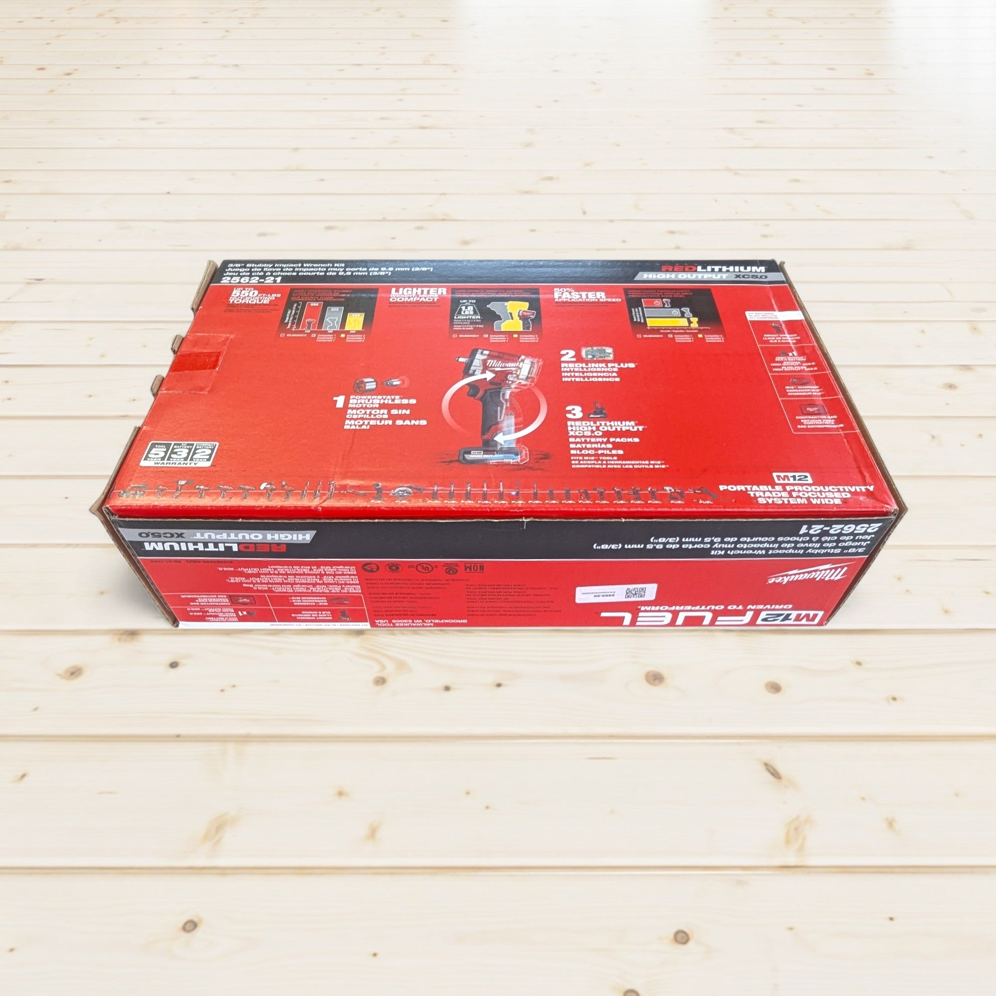 Milwaukee (2562-21) M12 FUEL 12V Li-Ion Brushless Cordless Stubby 3/8 in. Impact Wrench Kit w/(1) 5.0 Ah High Output Battery