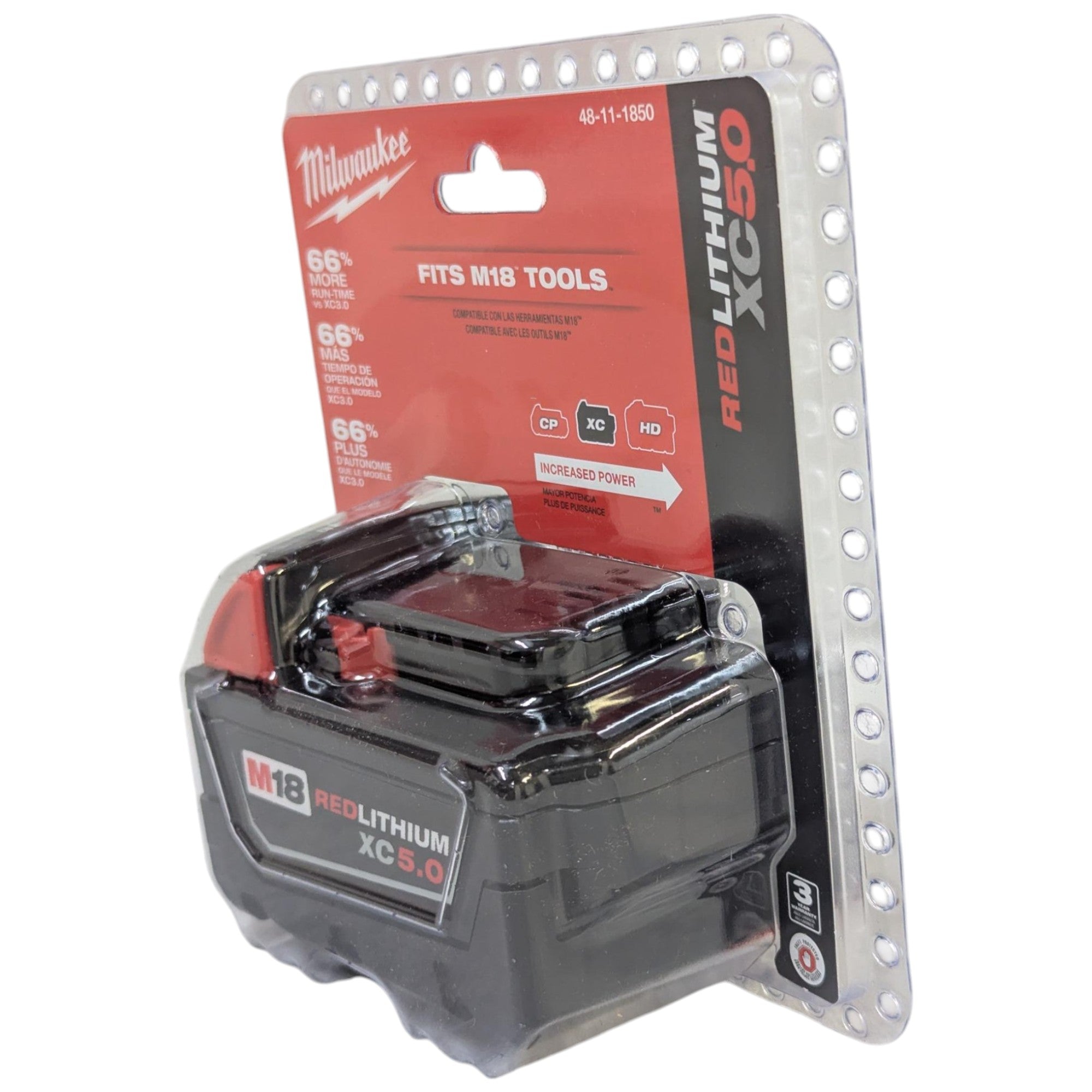 Milwaukee (48-11-1850) M18 18-Volt 5.0 Ah Lithium-Ion XC Extended Capacity Battery Pack