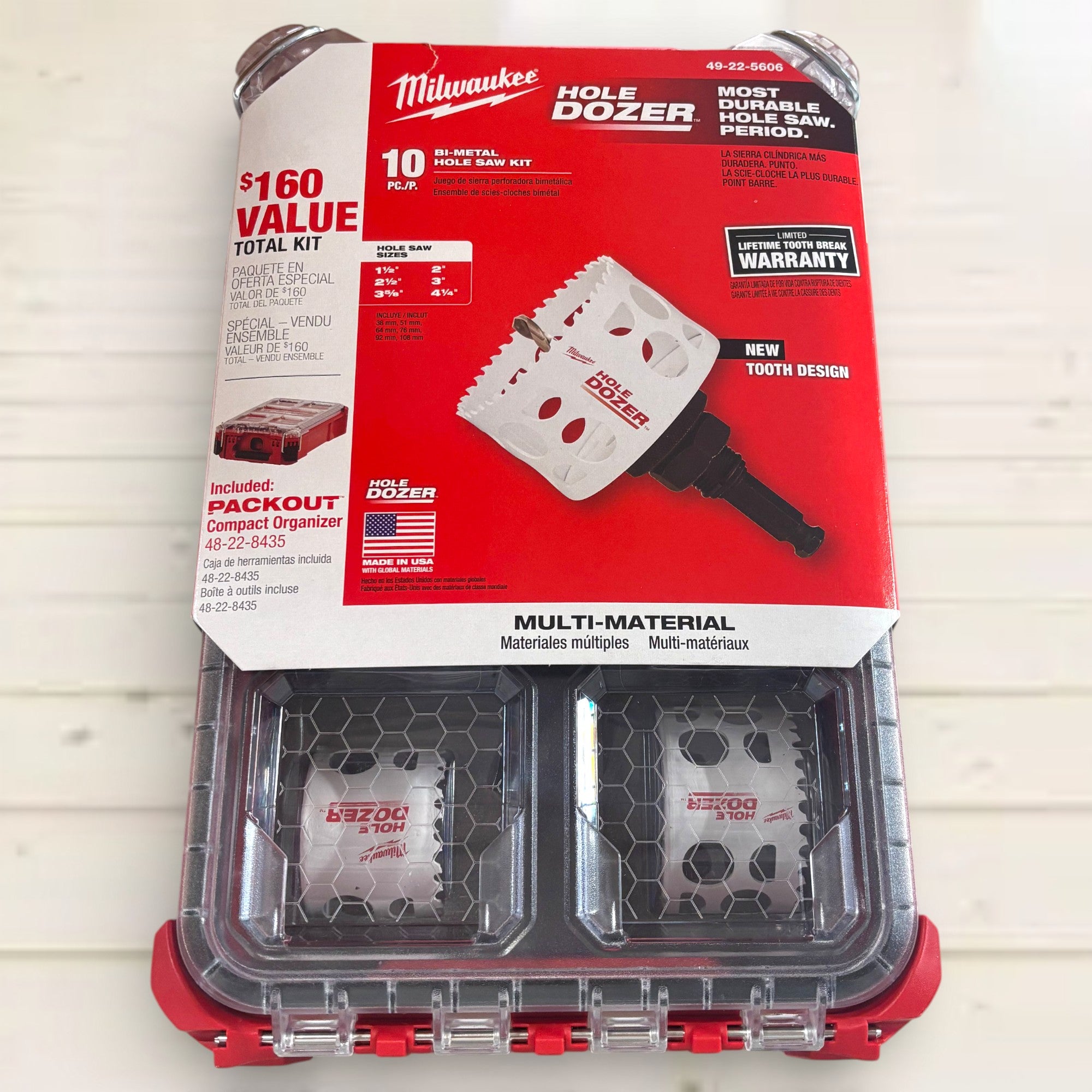 Milwaukee (49-22-5606)  Hole Dozer Bi-Metal General Purpose Hole Saw Set with PACKOUT Compact Organizer (10-Piece)