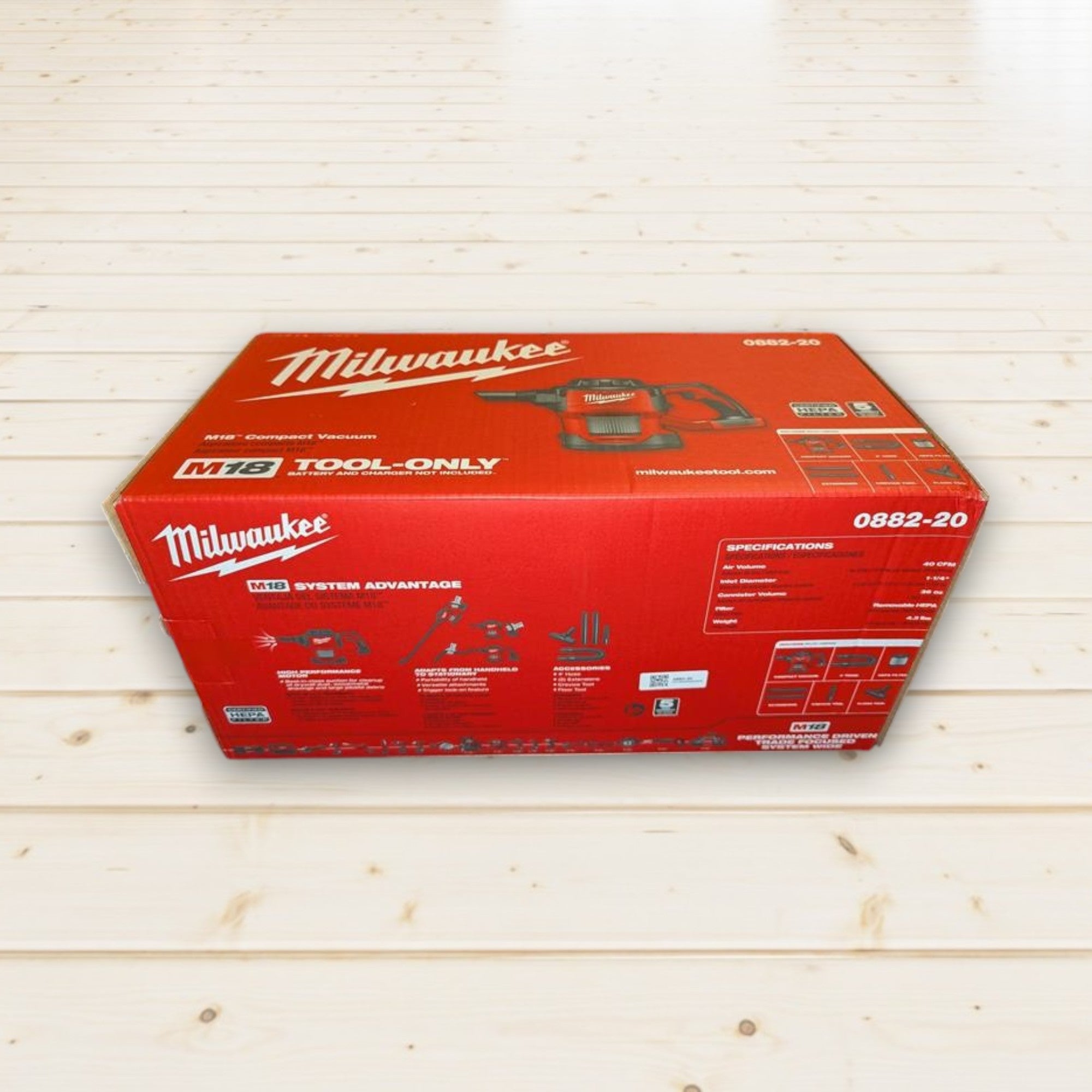 Milwaukee (0882-20) Bagless M18 18-Volt Lithium-Ion Cordless HEPA Compact Handheld Vacuum (Tool-Only)