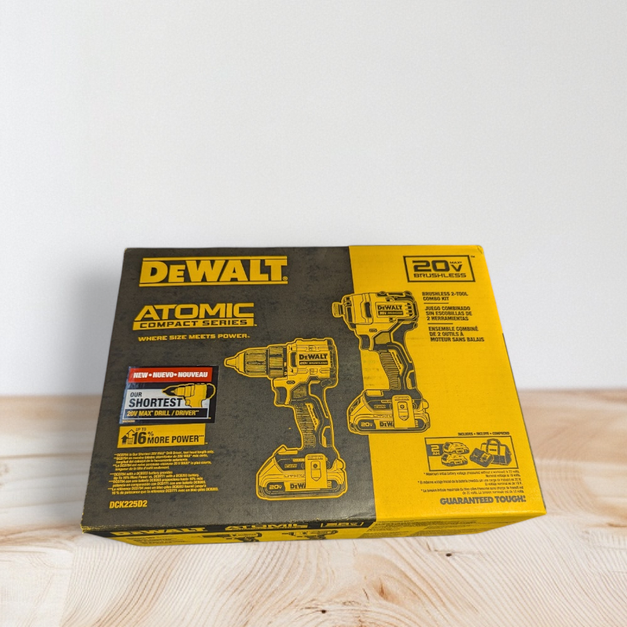 DEWALT (DCK225D2) ATOMIC 20-Volt MAX Lithium-Ion Cordless Combo Kit (2-Tool) with (2) 2.0Ah Batteries, Charger and Bag