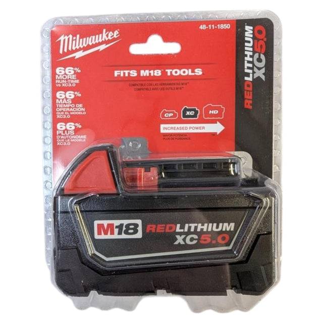 Milwaukee (48-11-1850) M18 18-Volt 5.0 Ah Lithium-Ion XC Extended Capacity Battery Pack