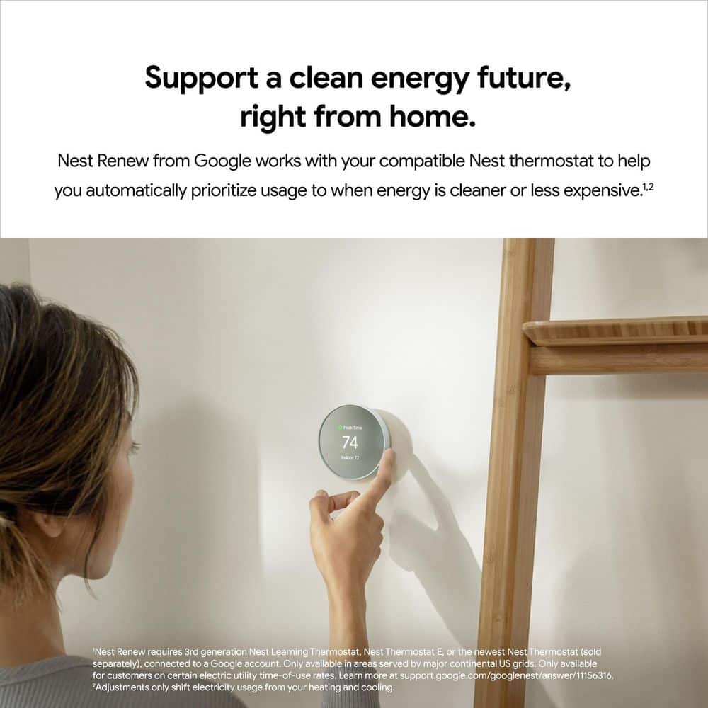 Google (GA01334-US) Nest Thermostat - Smart Programmable Wi-Fi Thermostat - Snow