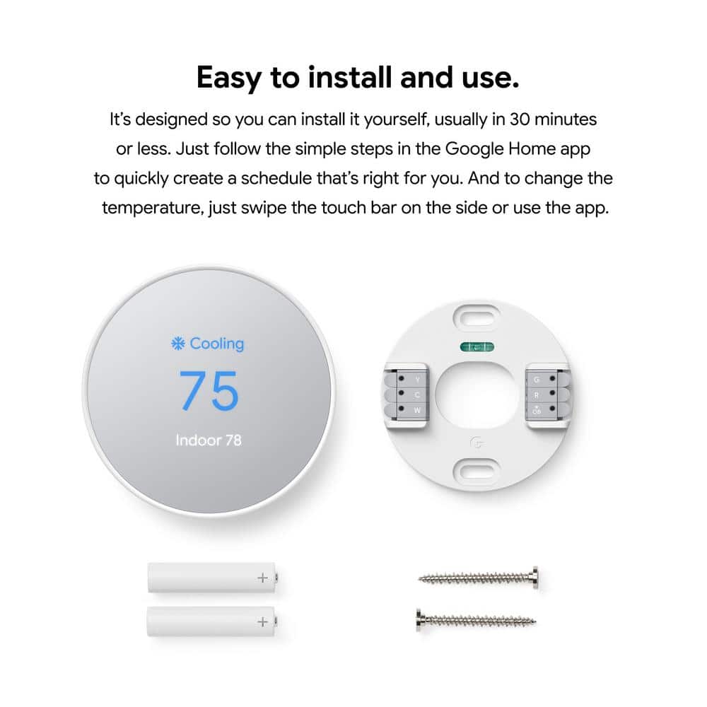 Google (GA01334-US) Nest Thermostat - Smart Programmable Wi-Fi Thermostat - Snow