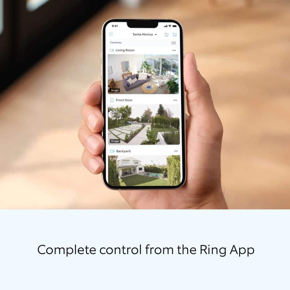 Ring (B0C5QRYBJB)  Stick Up Cam Plug-In - Indoor/Outdoor Smart Security Camera with Two-Way Talk, Color Night Vision, Live View, White