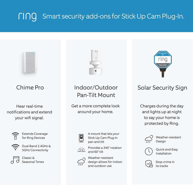 Ring Stick Up Cam Plug-In - Indoor/Outdoor Smart Security Camera with Two-Way Talk, Color Night Vision, Live View, White B0C5QRYBJB